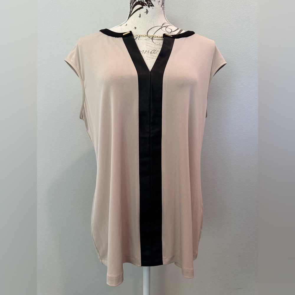 New Without Tags Calvin Klein Faux Leather Trim Top